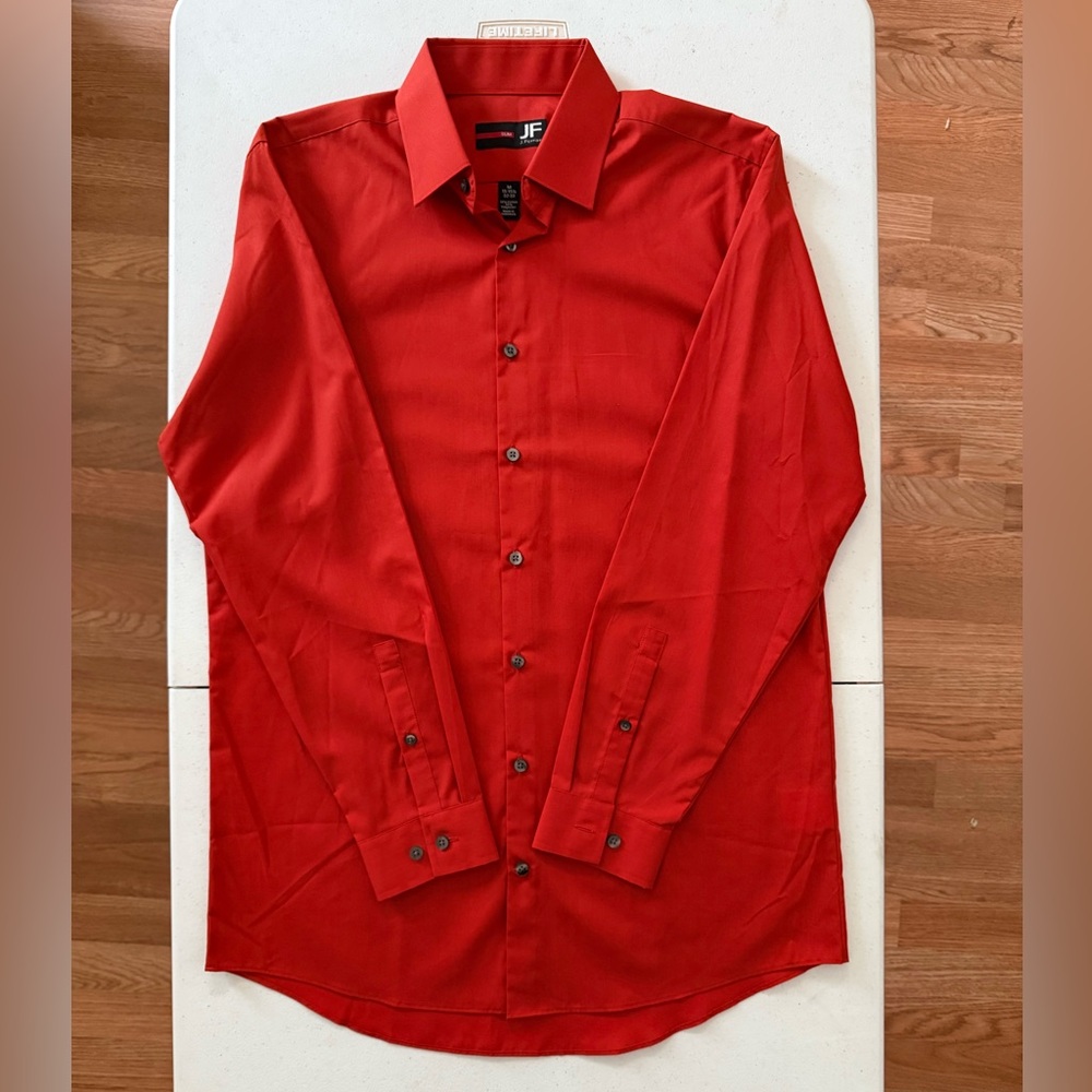 Men's Red-Orange M Slim Fit Shirt